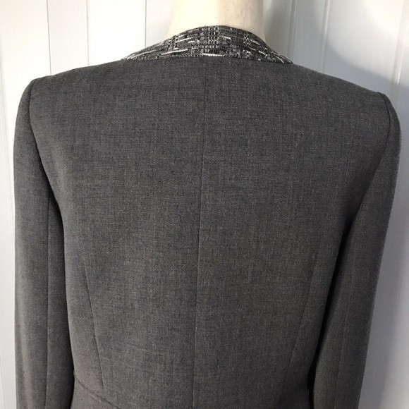 Tahari Arthur S. Levine Size‎ 8 Gray w/ Gray Multi Trim Jacket Long Sleeve - Picture 6 of 13